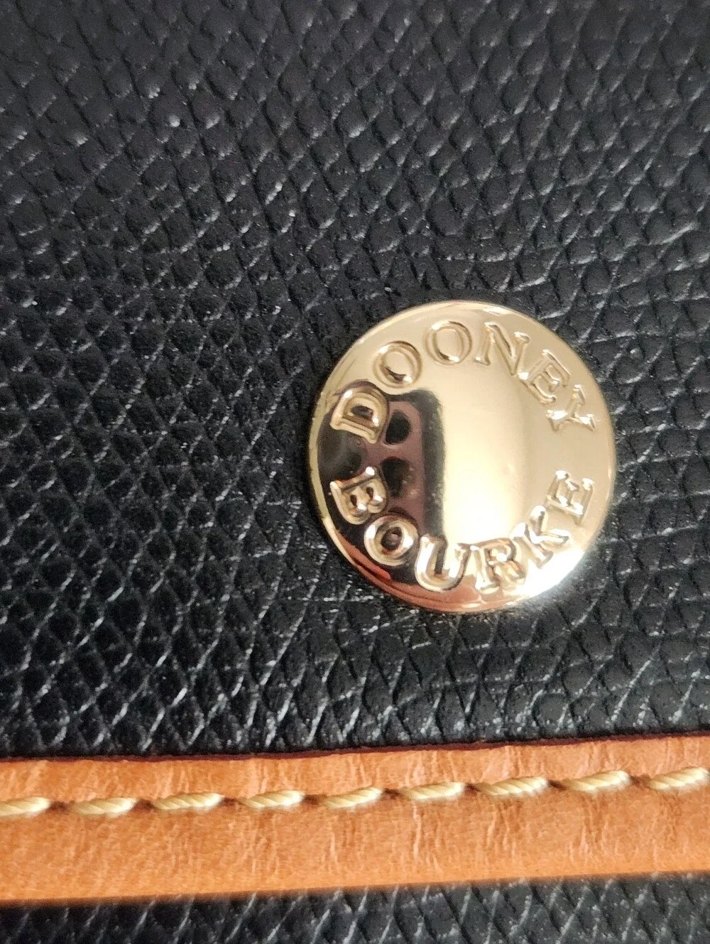 Dooney and Bourke Pebbled Leather Bristol Pouch with Clip Black w Brown Trim